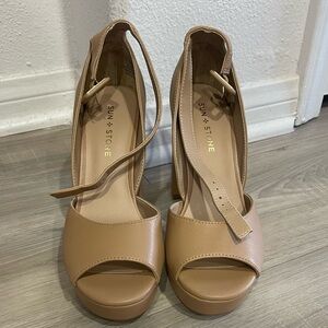 Nude platform ankle strap sandal